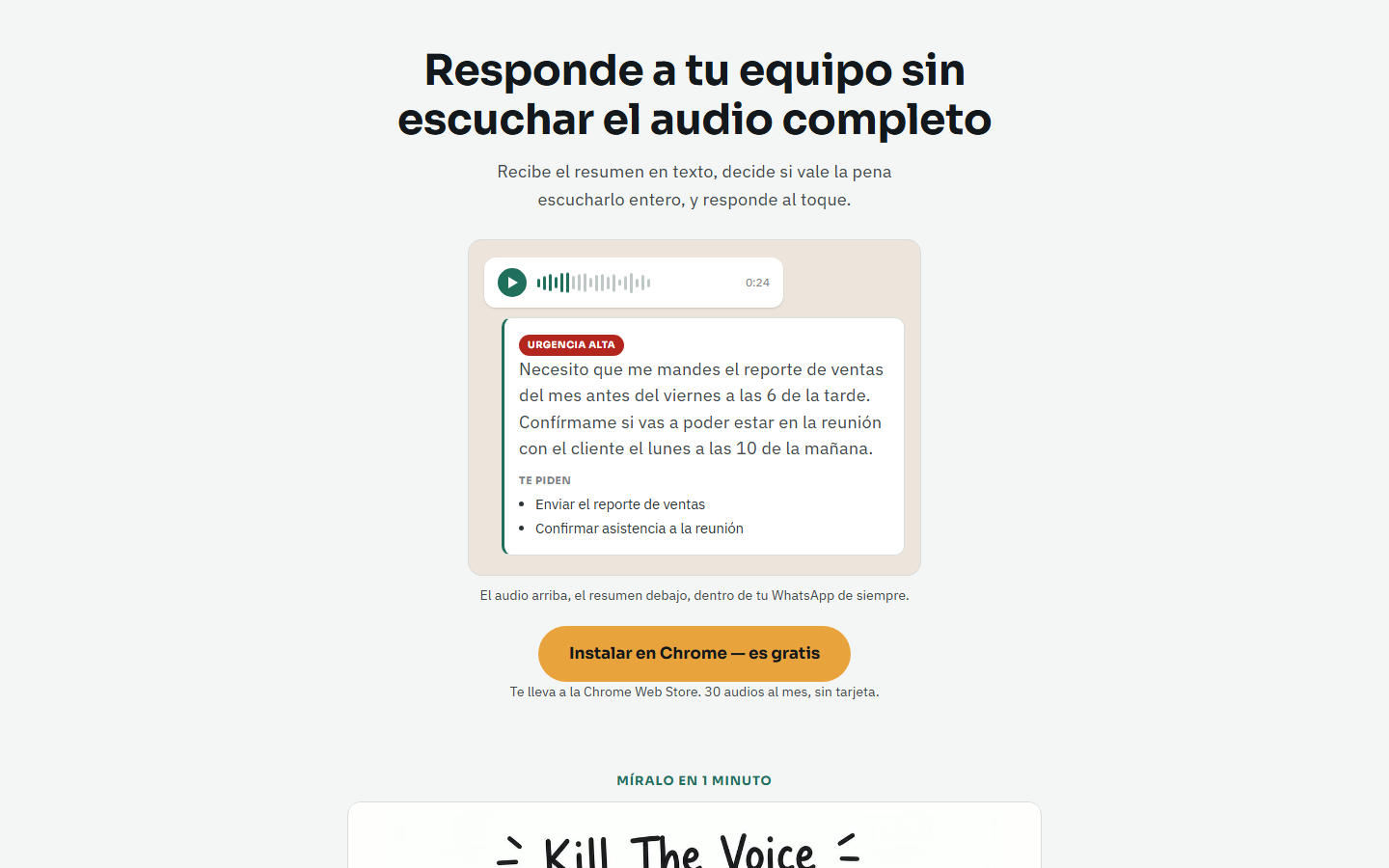 Landing de Kill the Voice